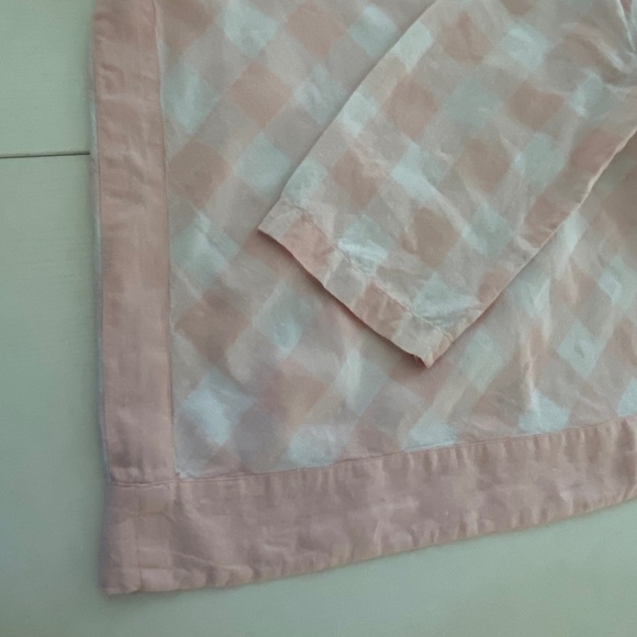 J. Jill Love Linen Boat Neck Top 3/4 Sleeve Gingham Pink and White Size Large - Picture 6 of 15